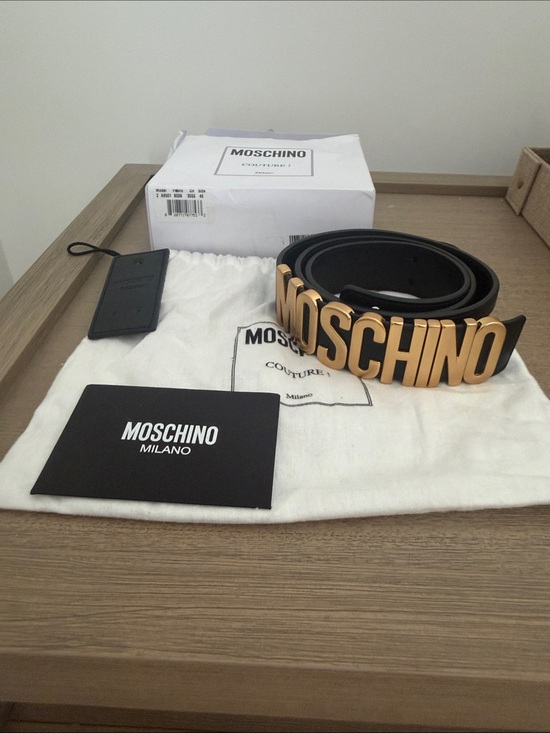Moschino Black Belt with Gold MOSCHINO Lettering main image 11